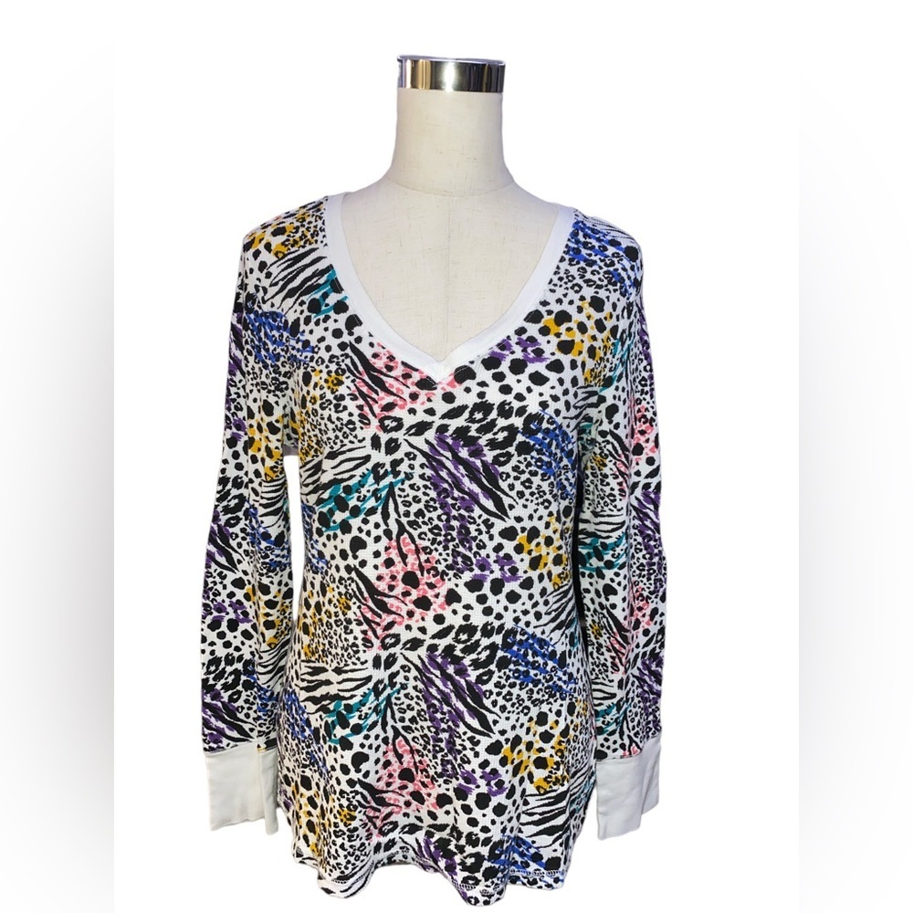 OP Animal Print Colorful Long Sleeve Thermal Top
